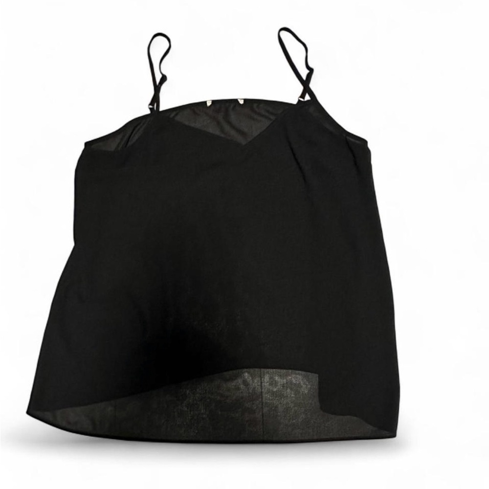 Sleek Black Sheer-Trim Camisole Slip